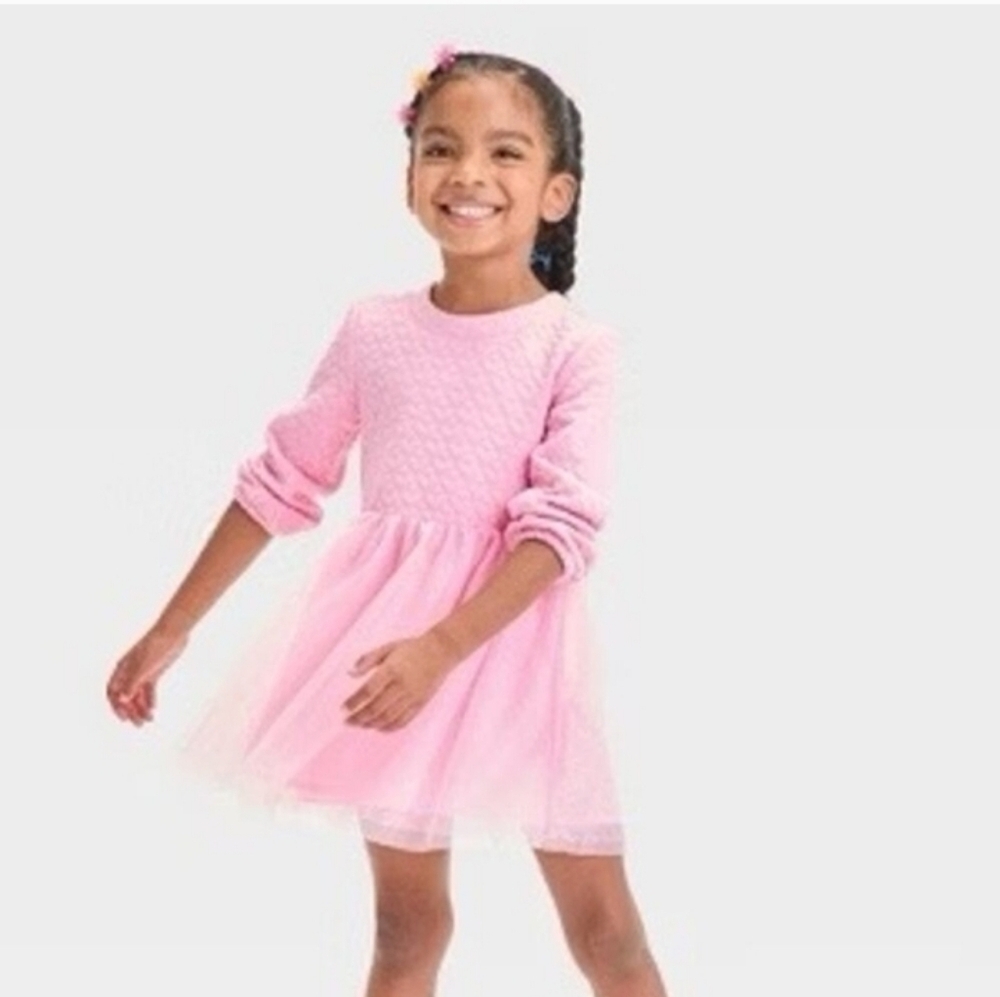 Cat and Jack Girls Quilted Dress Hearts Tulle Sparkle Feminine Sparkle